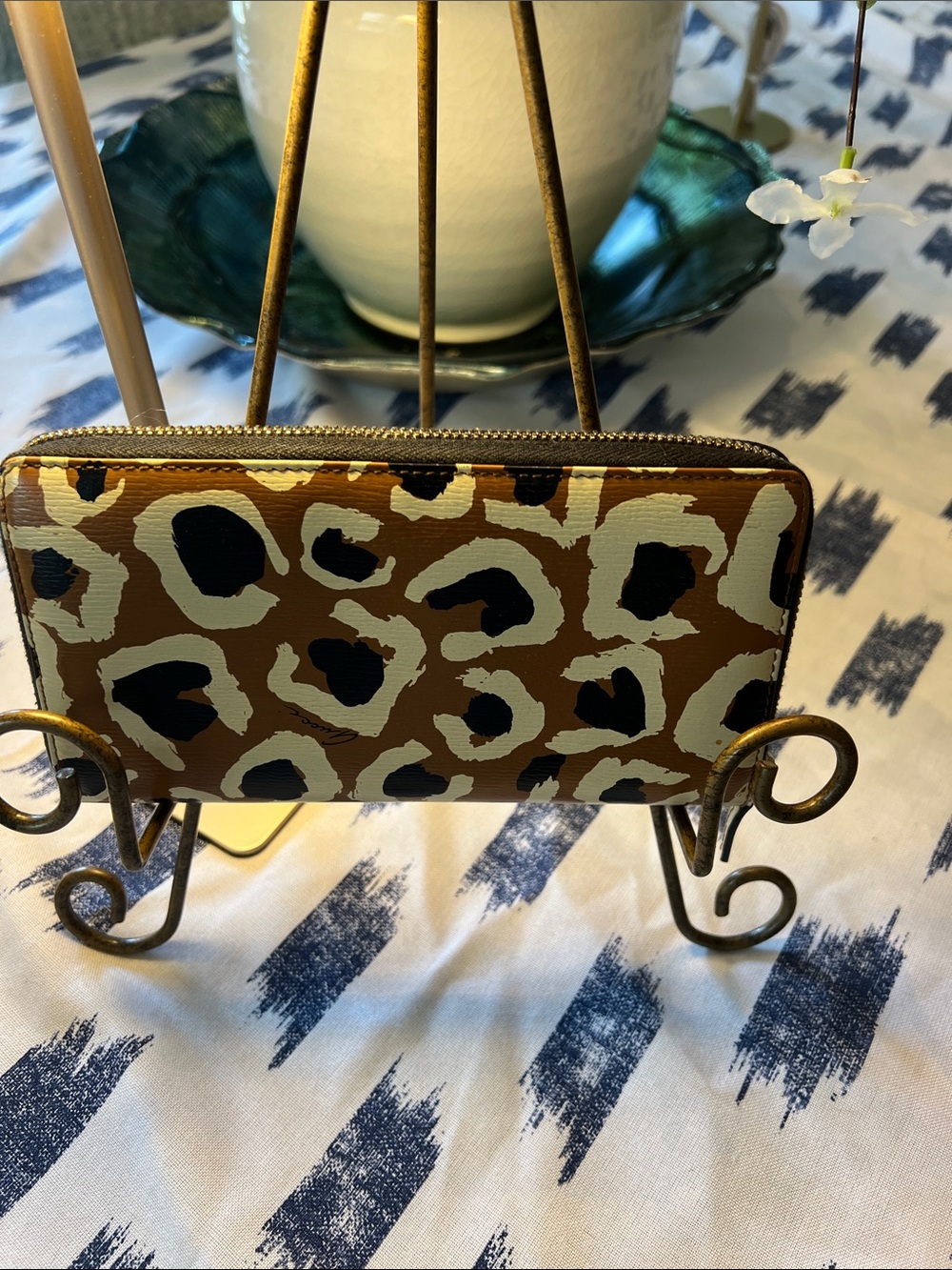 Gucci Leopard-Print Zip Wallet - Brown/Black/Cream